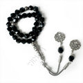 Green Natural Agate Diamond Cut 10mm Beads With Silver Accessories Misbaha Prayer Beads Islamic Tasbih Muslim Rosaries