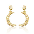 Unbalance Moon Sterling Silver Earring 18k Gold S925 Silver Folded Crescent Dangle Earring for Women