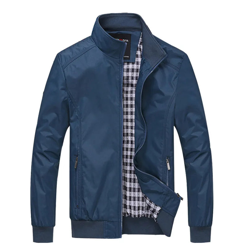 Letterman Baseball Waterproof Winter Racing Motorcycle Bomber Jacket with Stand Collar and Canvas Fabric Unisex