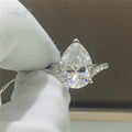 14K White Gold Original Brilliant Cut 5 Carat Genuine Diamond Test Past D Color Water Drop Moissanite Wedding Ring Fine Jewelry