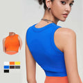 SHINBENE Wholesale Basic O Neck Workout Gym Crop Top Full Coverage Seamless Sleeveless Vest Top
