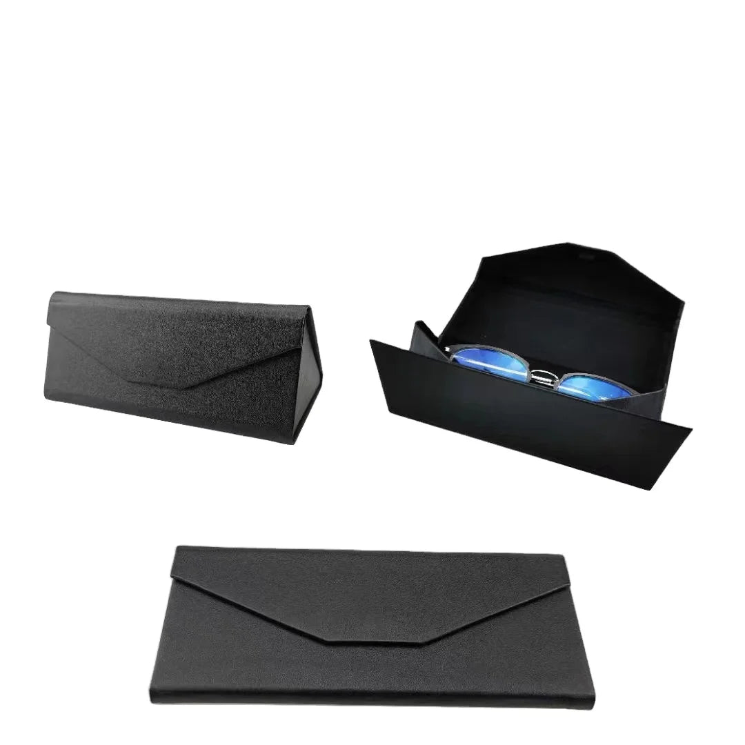 Custom logo Luxury Black White Large Sunglass PU Sunglasses case Triangle Folding Sunglasses case