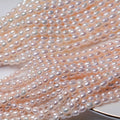3A Nature White Rice Shape Loose Freshwater Pearl Necklace Beads 3-8mm Wholesale Strand