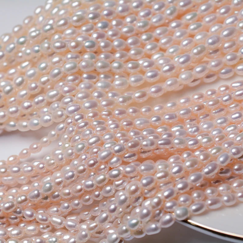 3A Nature White Rice Shape Loose Freshwater Pearl Necklace Beads 3-8mm Wholesale Strand