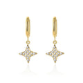 Full Diamond Quad Star Earrings Stainless Steel Plated 14K Gold Simple and Versatile Ear Clasps Titanium Earrings