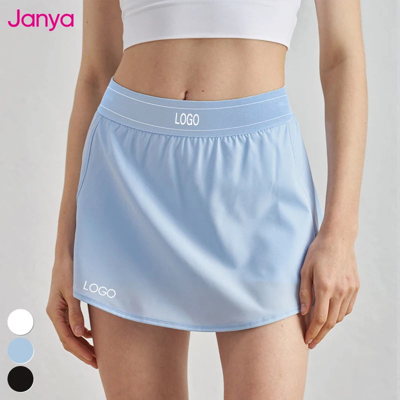 Janya Women's UPF50+ Casual Mini Golf Tennis Skirt Elastic Waist 2-in-1 Pocket Sun Proof Gym Fitness Peak Ball Breathable Yoga