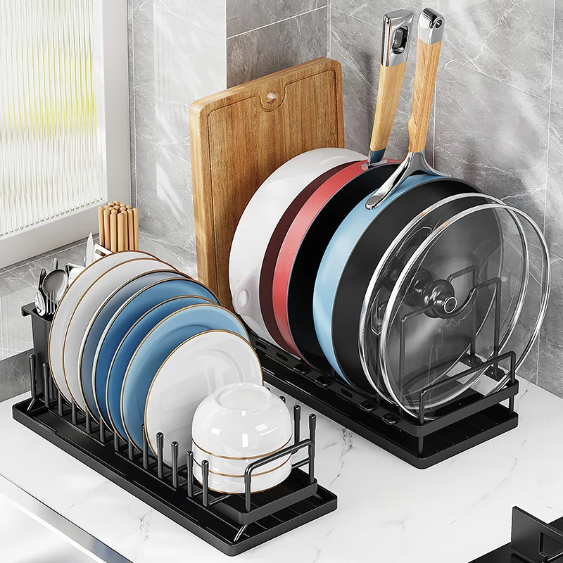 Metal Steel Cabinet Pots Pans Dish Rack Kitchen Storage Tool Home Storage Drying Shelf