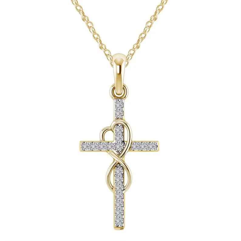 New Religious Personality Fashion Jewelry Trendy Gold Plated Heart Cross Infinite Shape Clavicle Chain Pendant Necklace