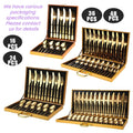 Customizable Stainless Steel Golden  Flatware Set Luxury Wooden Case Handle Luxury Gold Reusable for Parties for Restaurants