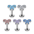 G23 ASTM F136 Titanium Bowknot Shape Ear Stud Inlay Zircon 16G Clicker Shiny Punk Style Ear Tragus Conch Body Piercing Jewelry