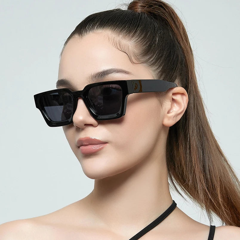 Custom logo Fashion Designer square Oversized Sun Glasses Hombre Black Trendy Women Men Sunglasses 2023