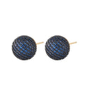 Women's Gold-Plated Brass Stud Earrings Ball Shape with Zircon for Weddings and Parties