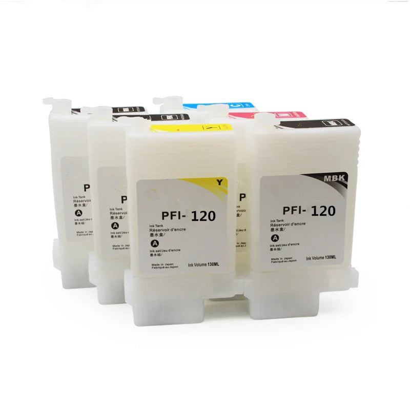 Ocbestjet 5 Colors 130ML/PC PFI 120 Refillable Ink Cartridge With Chip for Canon TM-200 205 300 305 Printer