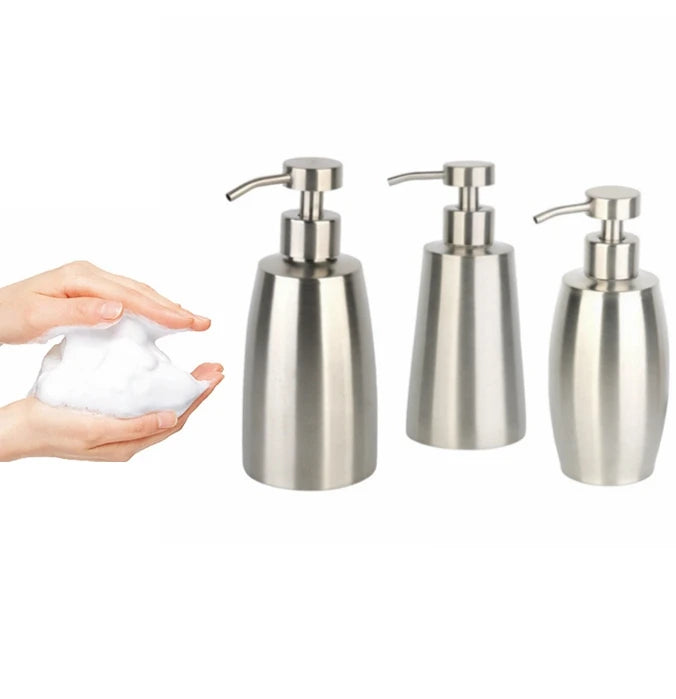 Unique Shape Stainless Steel Foam Pump Bottle Refillable Foaming Soap Dispenser Modern Design for Hotel Use Bathroom Kitchen