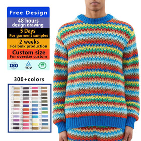 2026 Custom Logo Men's Jacquard Knitted Jumper Sweater Fashion Cotton Knitwear Thick and Breathable Anti-Shrink