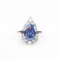 Luxury 925 Silver Brilliant Blue Pear Shaped Ring for Women Water Drop Ice Flower Cut Blue Weddings