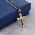 Small Cross Jewelry Men Stainless Steel Jesus Crucifix Pendant Link Chain 18k Gold Christian Cross Necklace