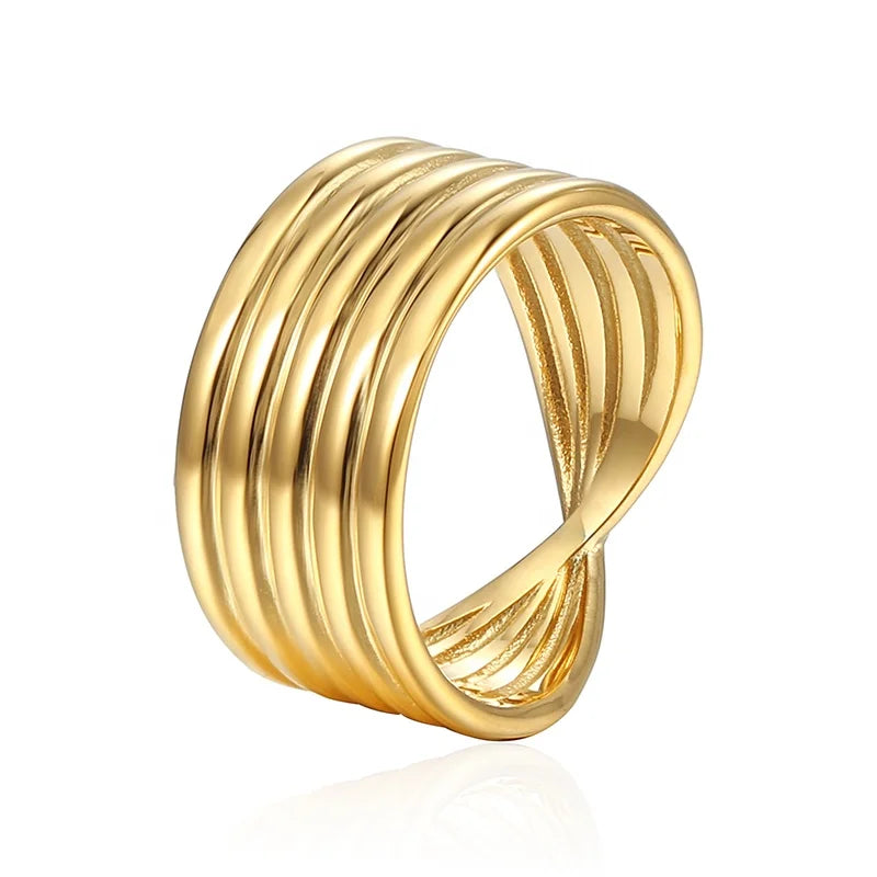Wholesale New Arrivals Fashion Women Jewelry 18K Gold Plated Stainless Steel Irregular Finger Rings