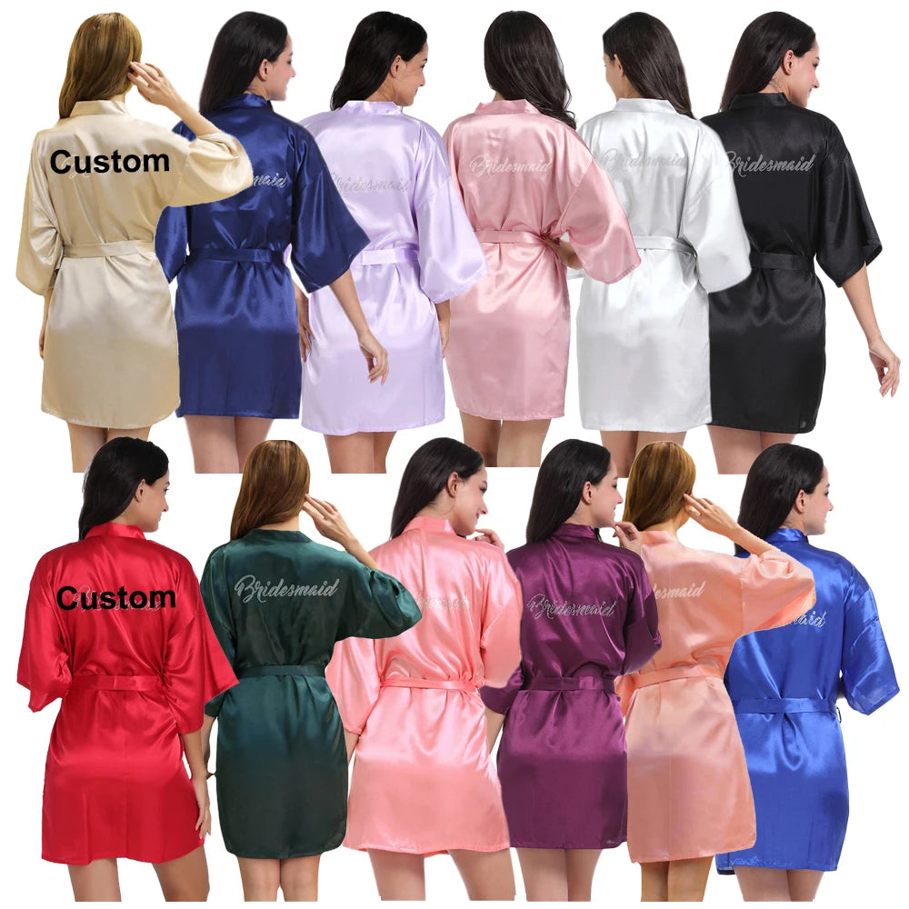 Custom logo RTS Luxury Colourful Satin Robe Women Bride Bridesmaid Robes Wedding Party Morning Dress