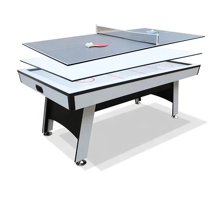 Hot Selling 84" 3-in-1 Multi Game Table Air Hockey Ping Pong Dining Table Combo Engineered Wood Carbon Finish for Indoor Sports