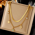 Fashion Stainless Steel Snake Chain Set 18k Gold Plated Devil Eye Bracelet Necklace Jewelry Set for Woman
