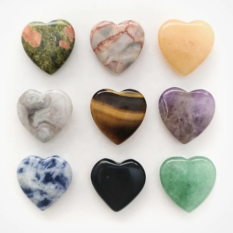 20mm Wholesale Natural Real Quartz Gemstones and Crystal Semi Precious Amethyst Jewelry Healing Stone Crafts Chackra Mini Heart