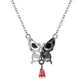 Black and White Smile Butterfly Skull Skeleton Pendant Necklace with Red CZ 925 Sterling Silver for Women Necklace Jewelry Gift
