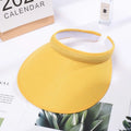 Women Ladies Summer Weave Straw Empty Top Beach Cap Clip-On Solid Color Large Wide Brim UV Protection Breathable Sun Visor Hat