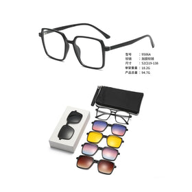 Fashion Clip on Polarized TR90 Sunglasses Magnetic Clip 1 Optical Frame 5 Lenses Spring Hinge Sunglasses