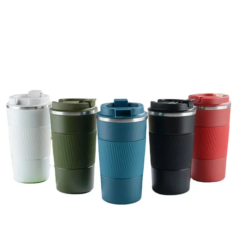 Creative 380ml 510ml Leakproof Insulated Silicone Sleeves Cafe Mugs Stainless Steel Coffee Cups Tumbler With Cup Cover Wholesale
