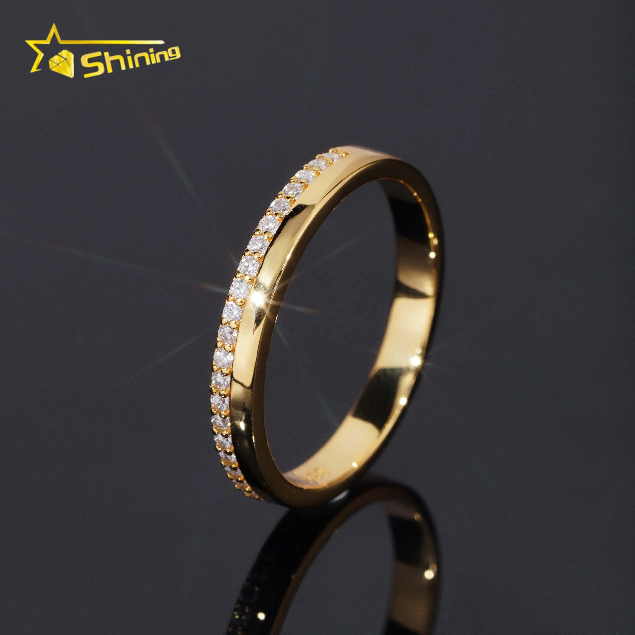 Fashion Jewelry Gold Plated Women 925 Sterling Silver Half Eternity Band Moissanite Ring