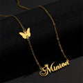 Stainless Steel Chain Pendent Necklace Gold Silver Planted Fashion Jewelry  Custom Name Butterfly Pendant Necklace