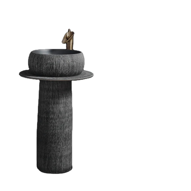 Europe Vintage Style Ceramic floor basin pedestal bathroom ceramic wash hand basin with pedestal