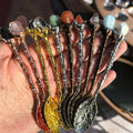 Multi Color Crystal Alloy Decorative Tea Spoons Crystal Tumble Stones Alloy Coffee Spoons Witch Spoon for Buyer