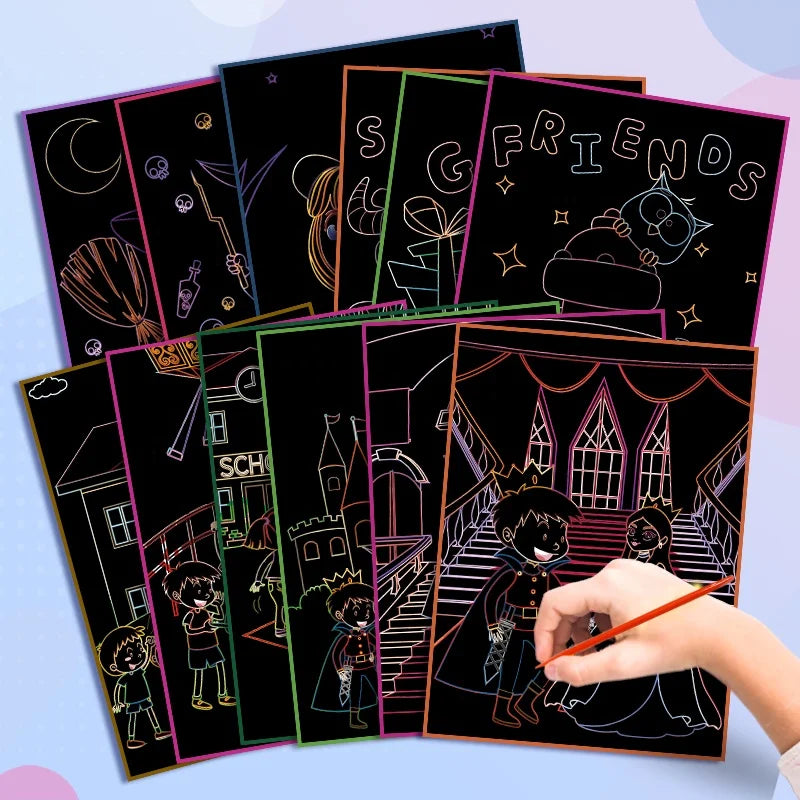 Funny Magic Colorful Scratch Art Ocean Series Animal for Kids DIY Educational Toys