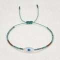 Handmade Bohemian Miyuki Rusty Turquoise Seed Bead Evil Eye Bracelet Trendy Custom Adjustable Shell Bracelet for Wedding Gift