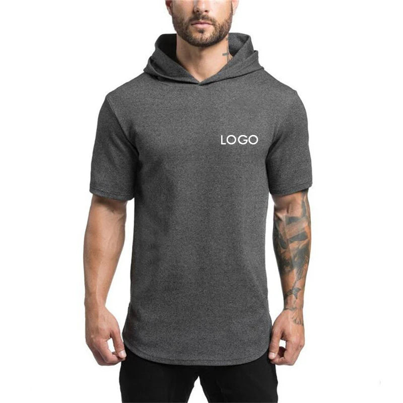 Wholesale Hot Selling Summer Customize Logo Plain Hoodie Grey Tee Gym Sport T Shirt for Men