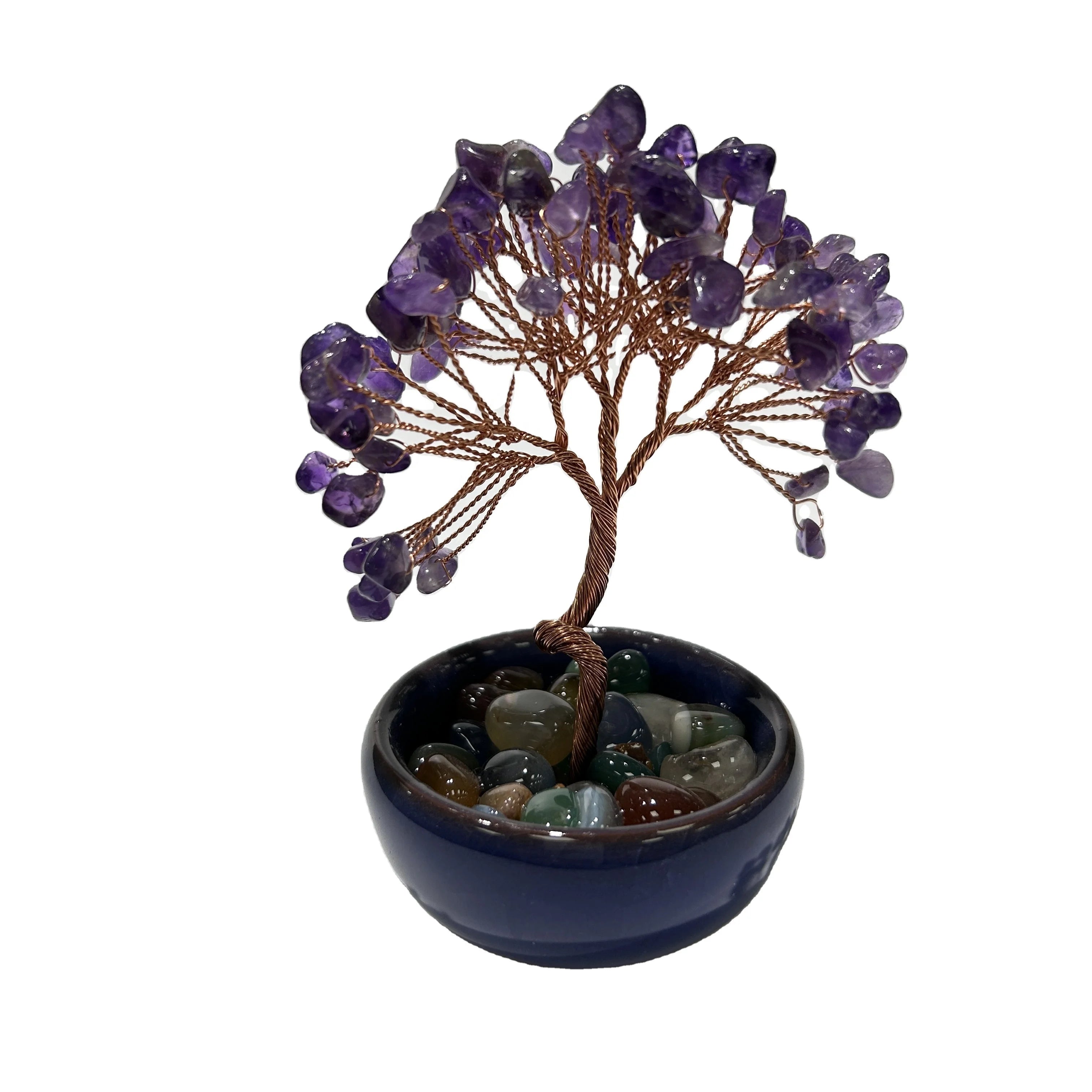 3Inches Height Fengshui Natural Amethyst Crystal Chips Tree Collectible