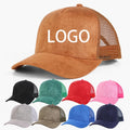 High Quality Sports Vintage Custom Embroidered Logo Mens 5 Panel Suede Mesh Baseball Cap Trucker Hat