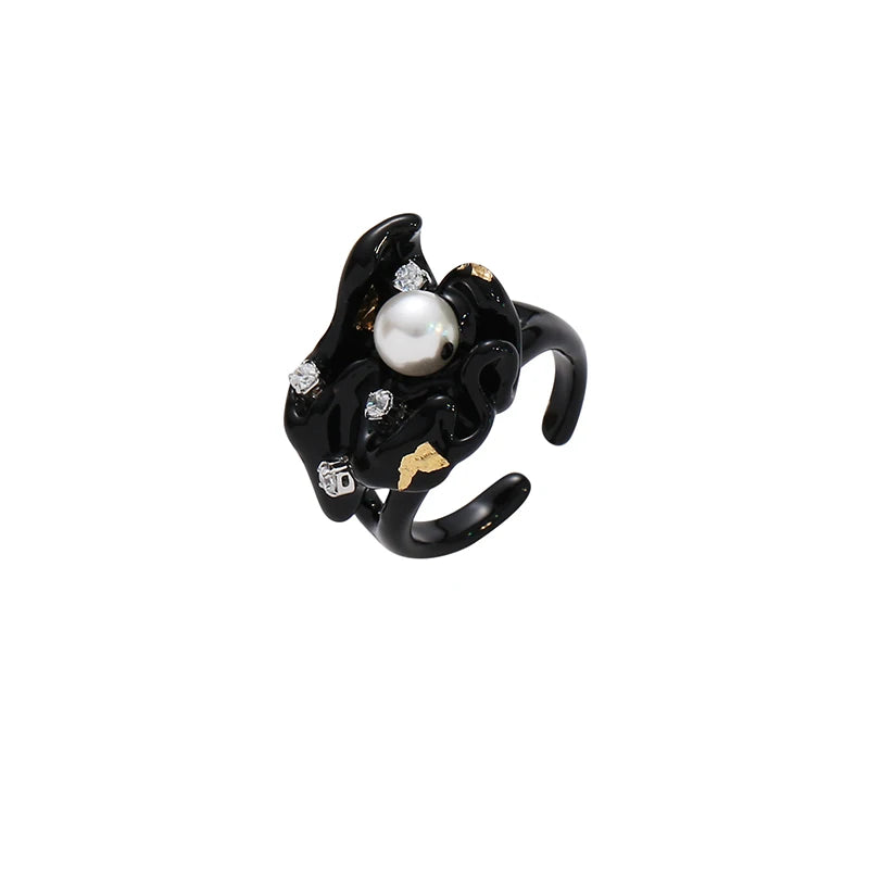 New Arrival Fashion Unisex Handmade Oil Drop Finger Ring Ins Trendy Pearl Enamel Ring Y2K Jewelry for Women Men