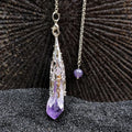HUIYING Quick to ship Natural Crystal Amethyst Pendulum Necklace Raw Stone Pendant for jewelry making