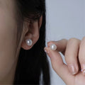 S925 Sterling Silver Simple Baroque Pearl Shape Freshwater Pearl Gold Plated  Grade Stud Earrings Daily Wear for Women