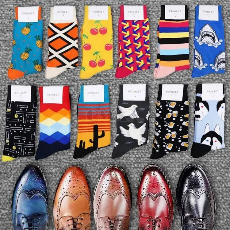 BD-S620 Men's Comfortable Stylish Dress Crew Socks with Sustainable Breathable Fabric Custom Logo Option Funny Design