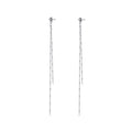 Fashion Zircon Long Tassel Zirconia Stud Earrings Dangle Drop Women Wedding Gift