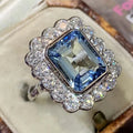 CAOSHI Hot Sale Big Light Royal Blue Sapphire Square Stone Wedding Rings for Women Birthstone Female New CZ Crystal Ring