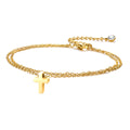 Fenny Jewelry 18K PVD Gold Plated Wholesale No Fade Fashion Double Layer Cross Pendant Stainless Steel Anklet Trendy for Women