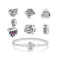 Factory 925 Sterling Silver Retro Heart Box Charm Vintage Rose Flower Bead for Women Bracelet Accessory Anniversary Jewelry Gift