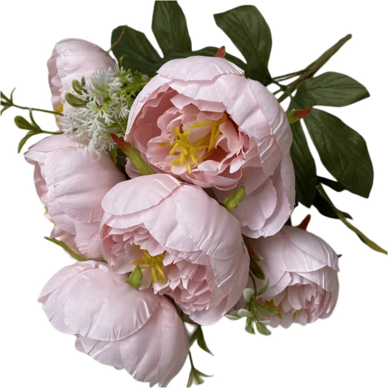 Home Decorative 9 Forks Silk Peonies Artificial Flowers Peony Bouquet With Cheap Price