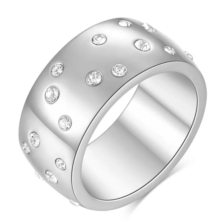 Brand New Hula Hoop 18k Gold-Plated Ring Stainless Steel Waterproof Men'S Zircon Ring