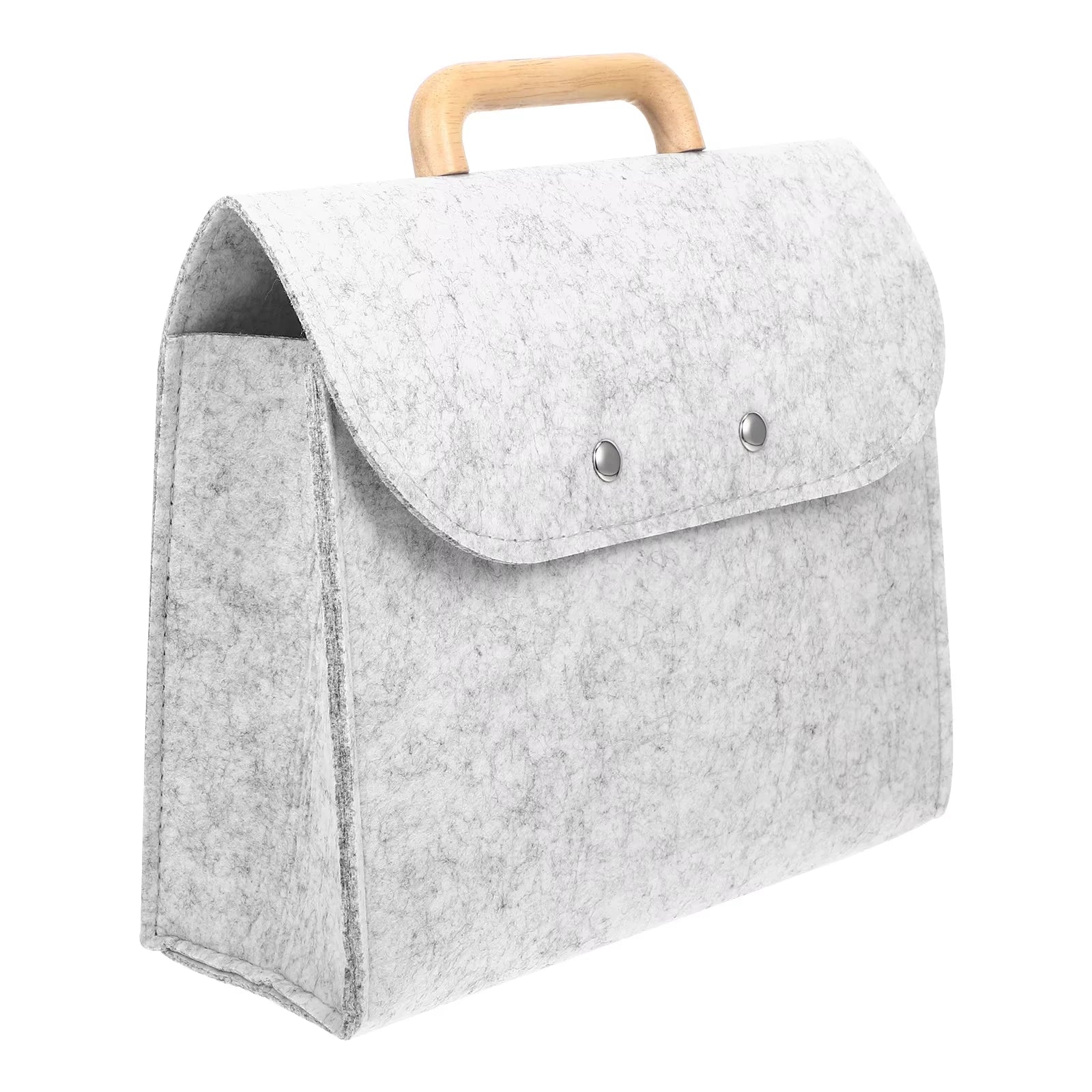 Business Eco-friendly Felt Tote Bag with Wooden Handle Portable File Organizer & Pouch Customizable